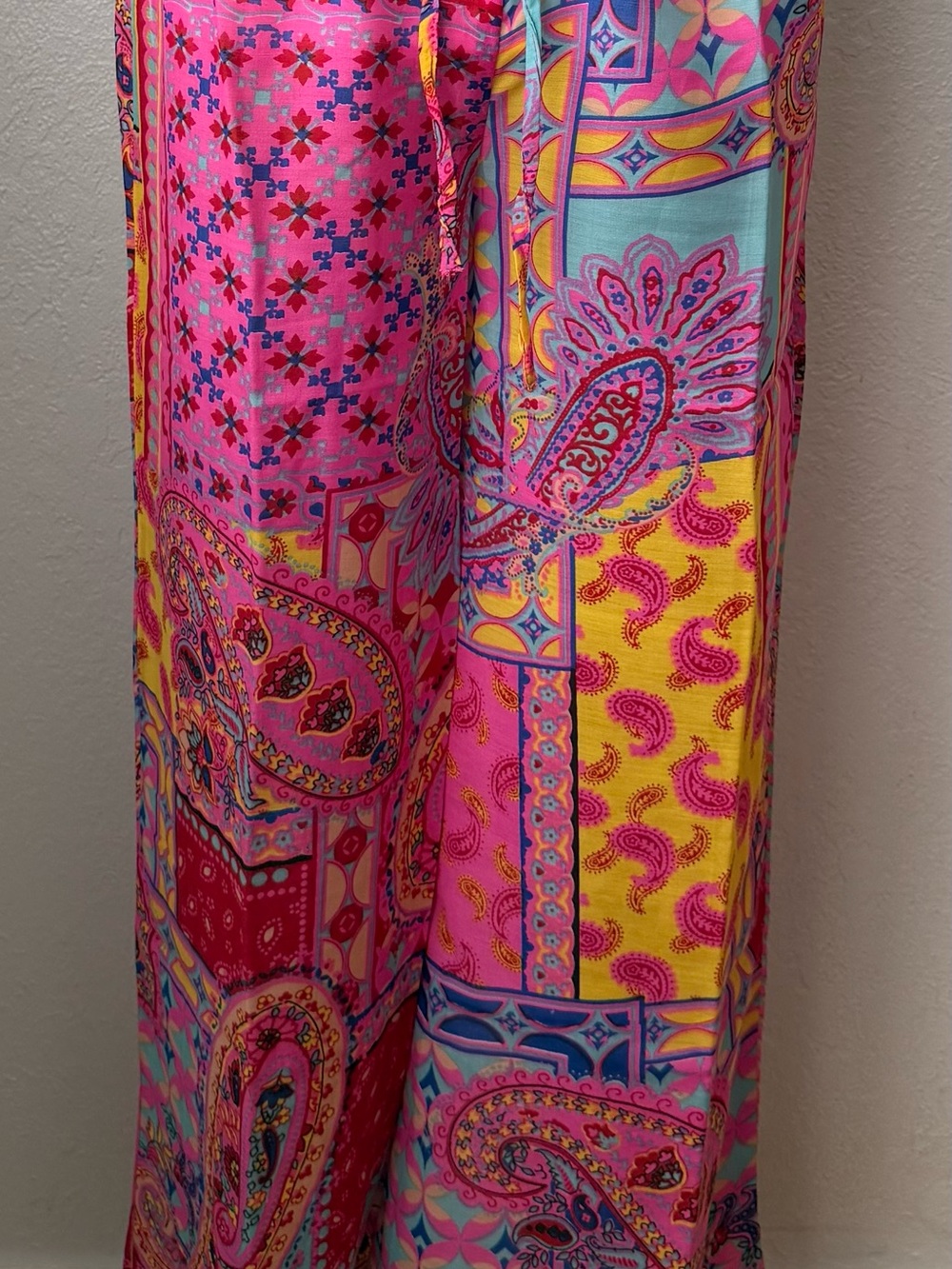 Raj Women's Wide Leg Pants in Pink, Yellow, Blue Paisley Print